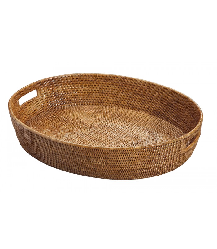 [0581] Cancun - large oval tray - honey - 56.5 x 46.5 x 10.5cm LAST PIECES