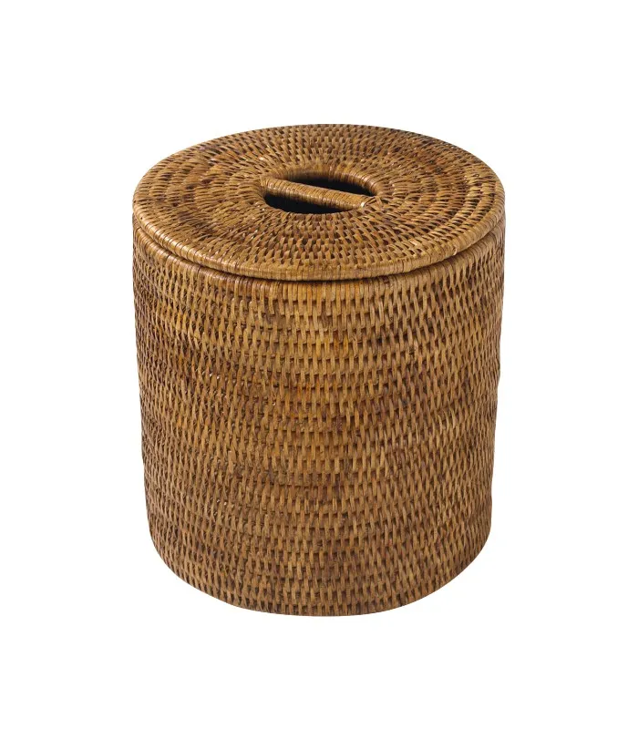 Rattan Round Waste Bin with Lid